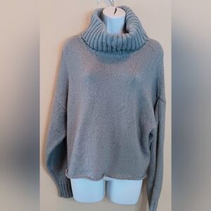 Kendall & Kylie Soft Cowl Neck Rooled Hem Sweater Mint Green L